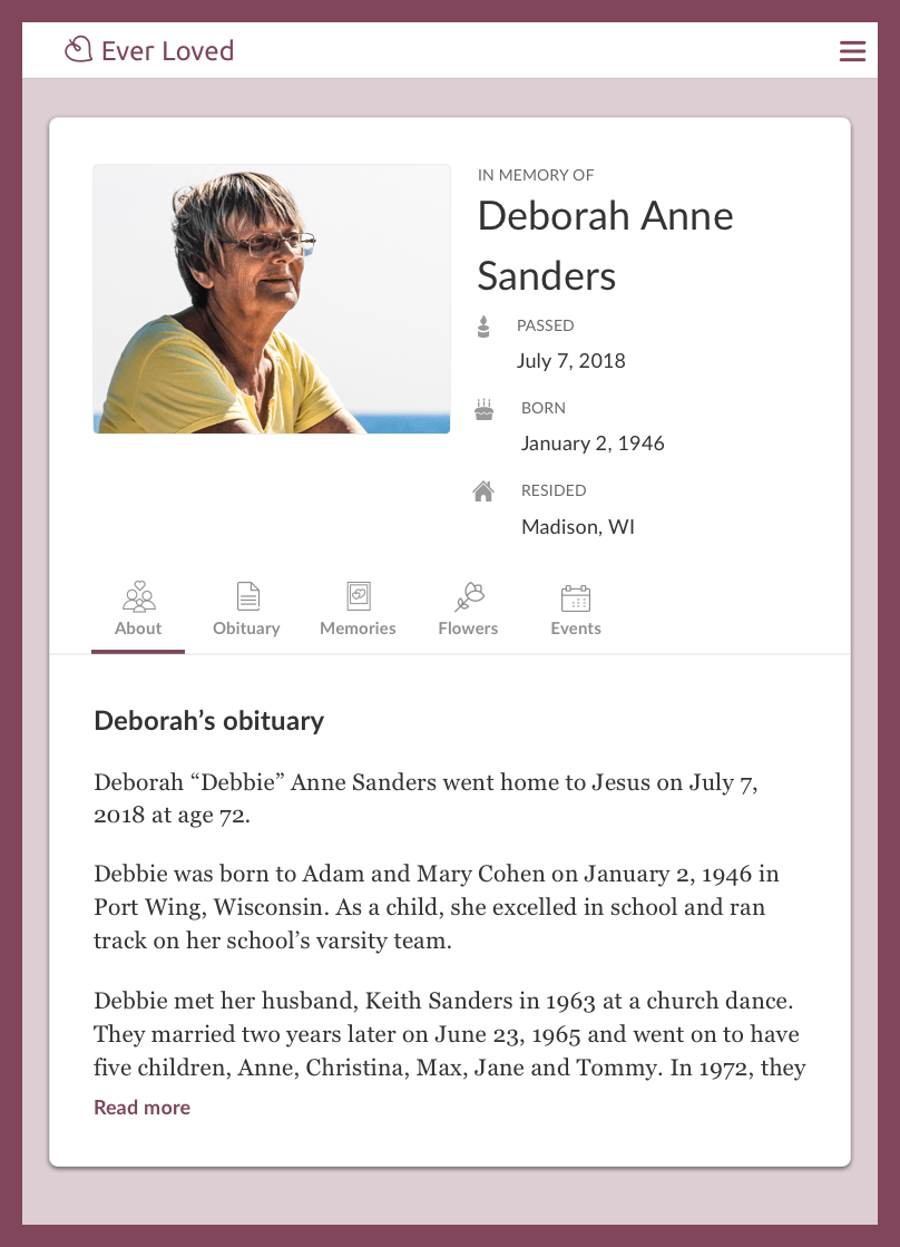Christian obituary example